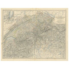 Antique Map of Switzerland by A.K. Johnston, 1865