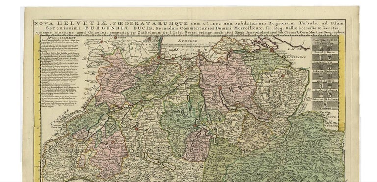 Antique Map of Switzerland by Covens and Mortier, 1749 at 1stDibs