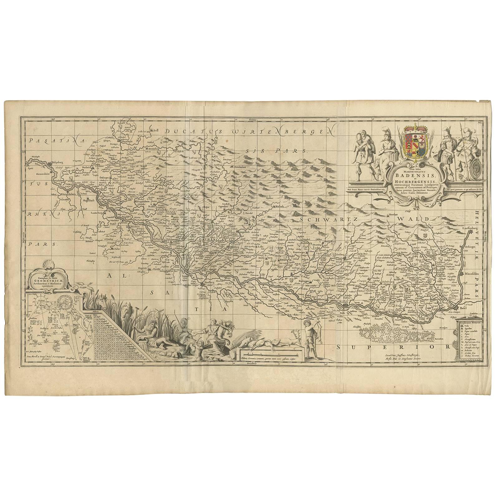 Carte ancienne de la Suisse par J. van Waesbergen, datant d'environ 1680