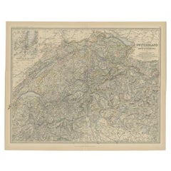 Antique Map of Switzerland by Johnston, 1882