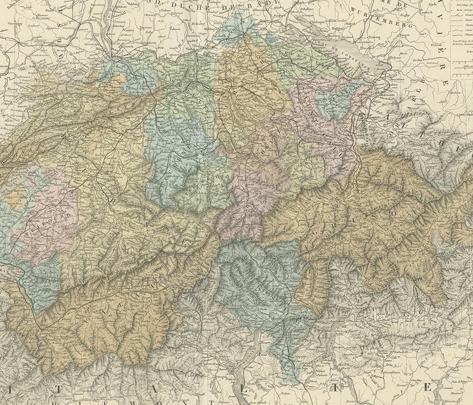 19th Century Antique Map of Switzerland by Levasseur '1875'