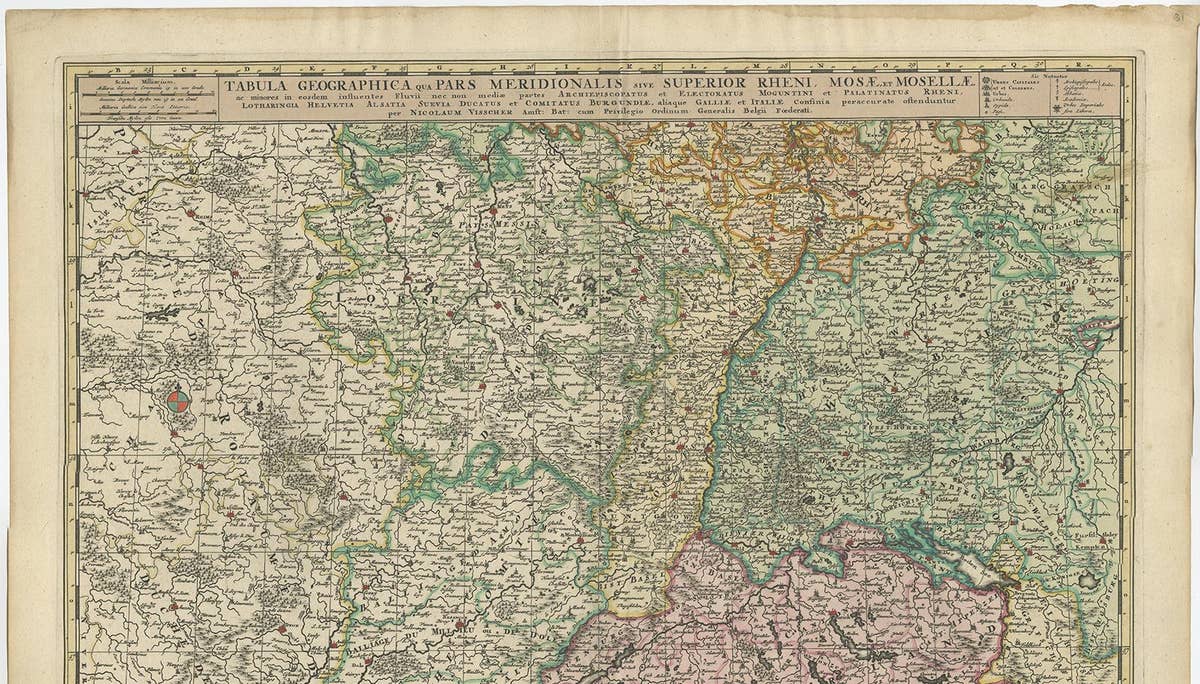 Antique Map of Switzerland by N. Visscher, circa 1690