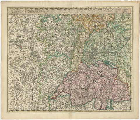 Antique Map of Switzerland by N. Visscher, circa 1690