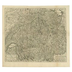 Antique Map of Switzerland by Tirion, c.1760