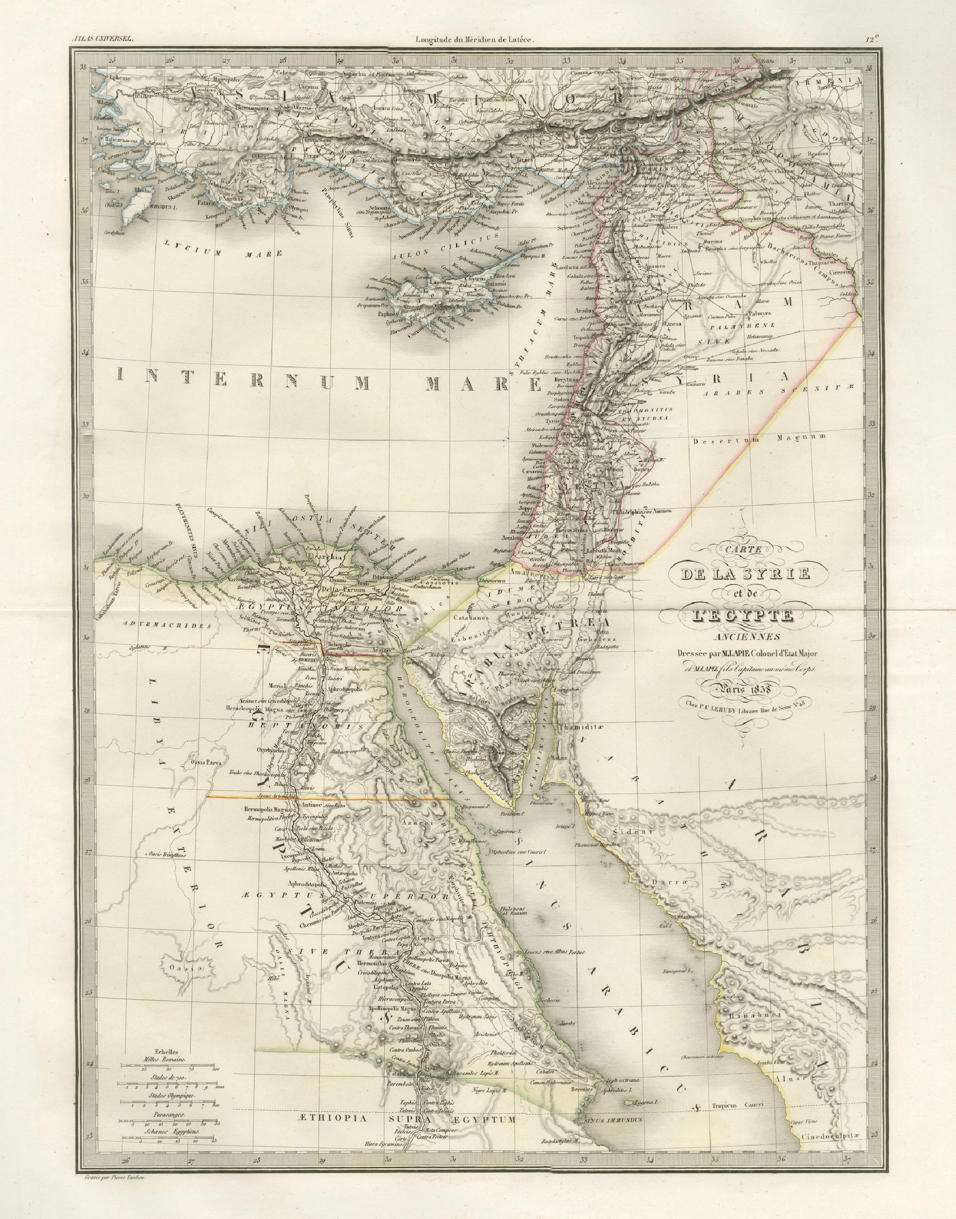Antique Map of Syria, Egypt and the Nile Delta – Lapie, 1838