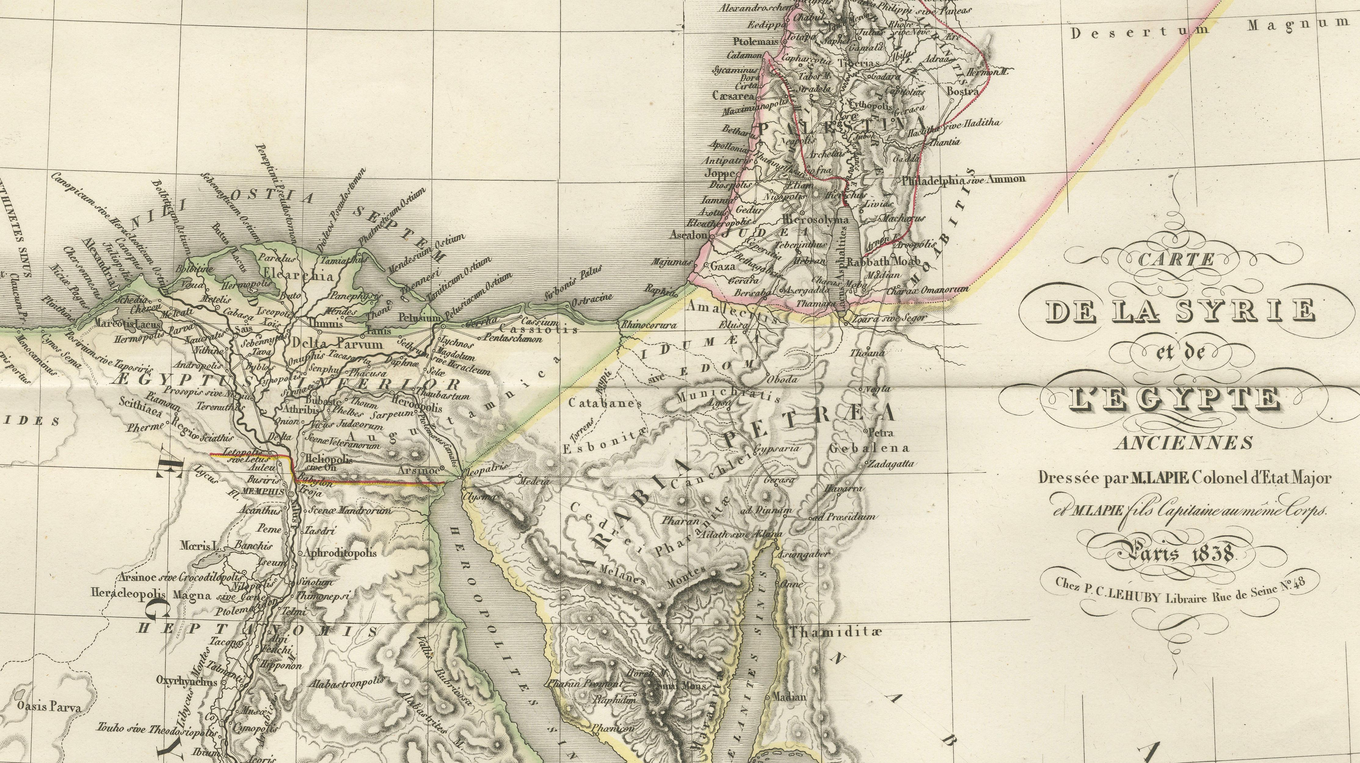 Antique Map of Syria, Egypt and the Nile Delta – Lapie, 1838