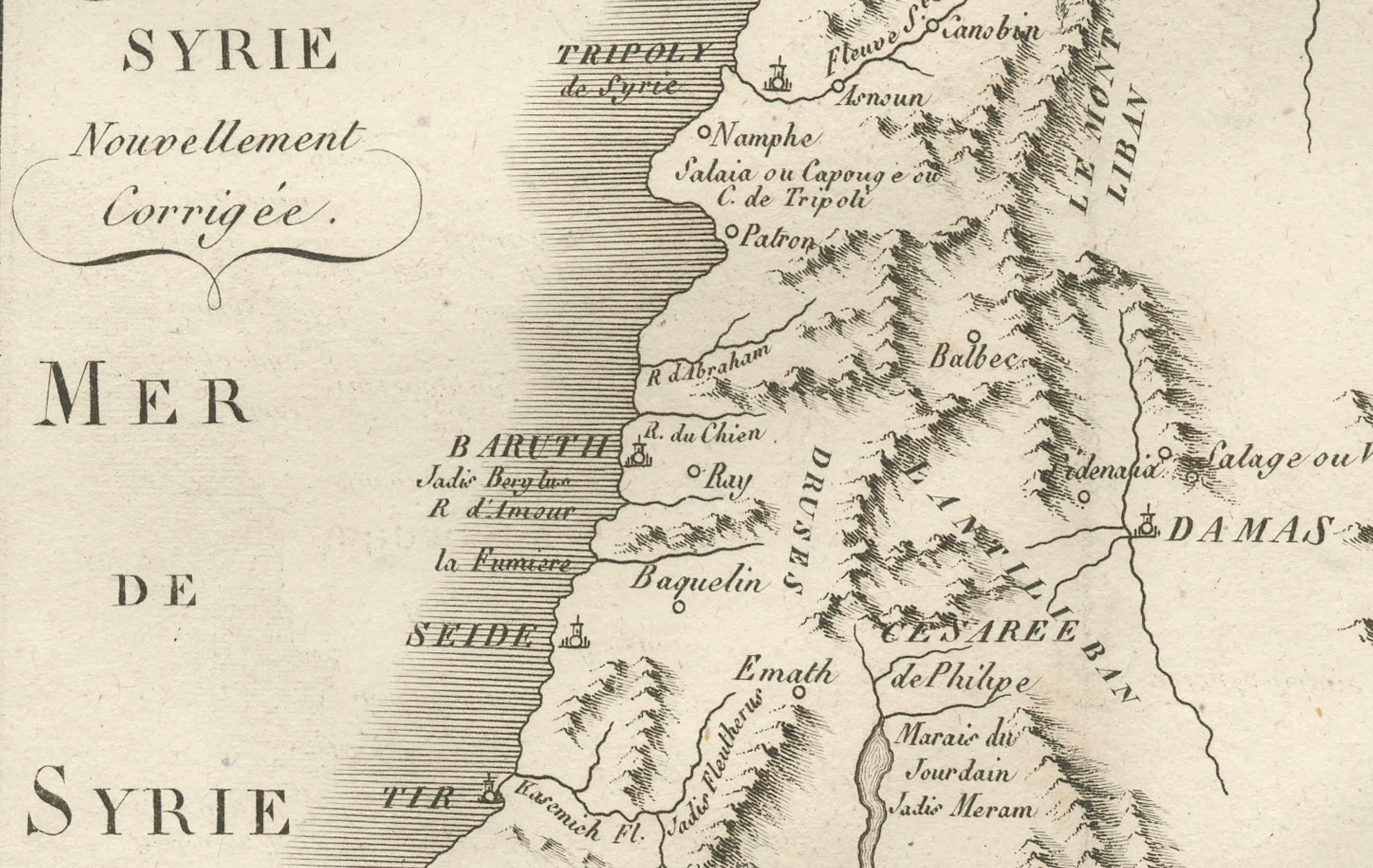Antike Karte von Syrien, dem Berg Libanon und Palästina - um 1760 (Graviert) im Angebot