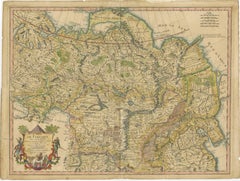 Antique Map of Tartary, Showing the Great Wall of China, 1718