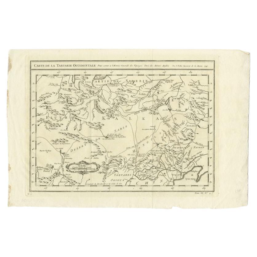 Antique map titled 'Carte de la tartarie occidentale'. An interesting map of Tartary and northeast Asia, from Lake Baykal, Partie du Siberia in the north, Pays des Kalkas at the center, as well as Desert de Sable, and down to Chine and the Gulf de