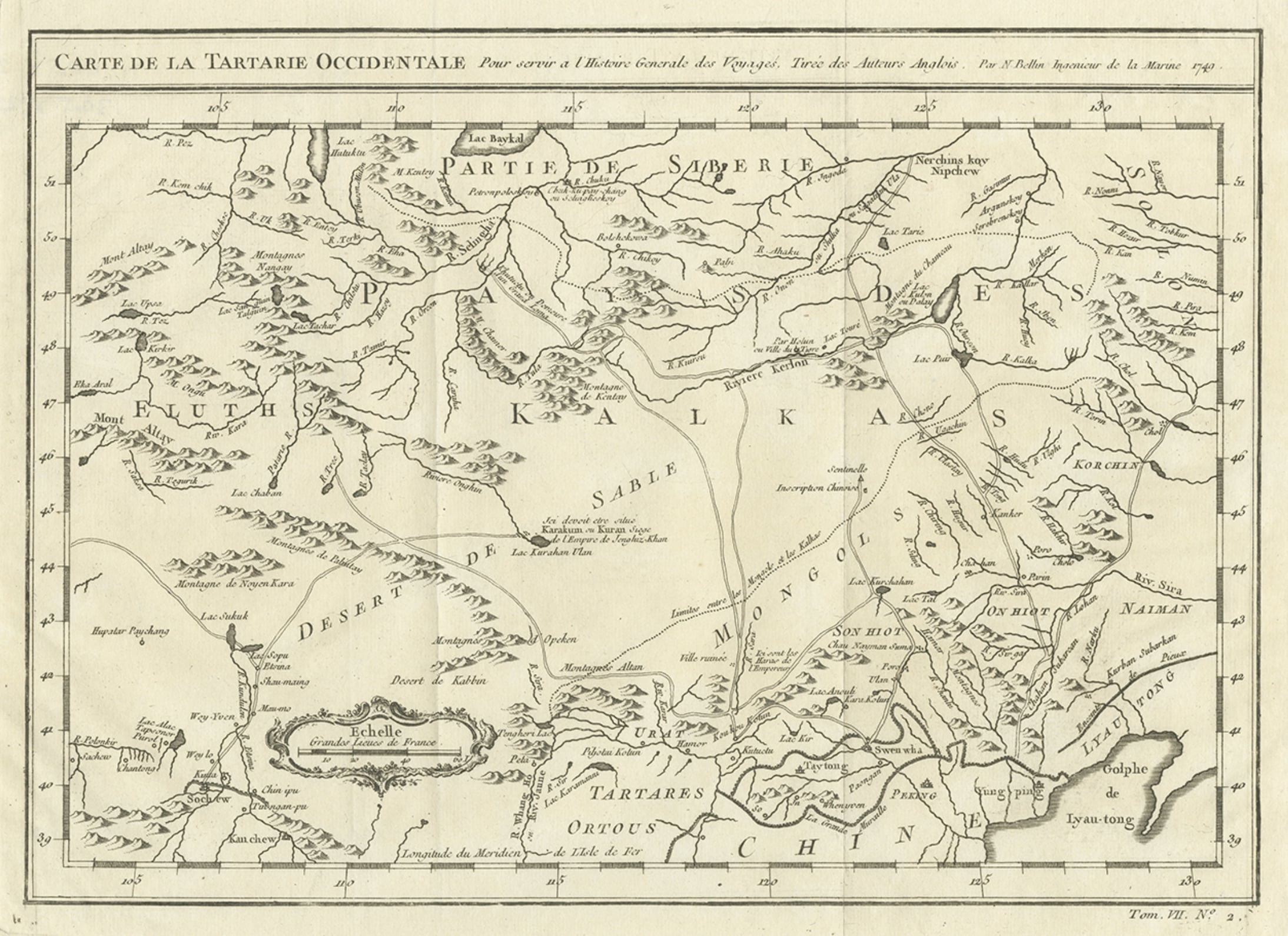 Antike Karte von Tartaren und Nordostasien, um 1750