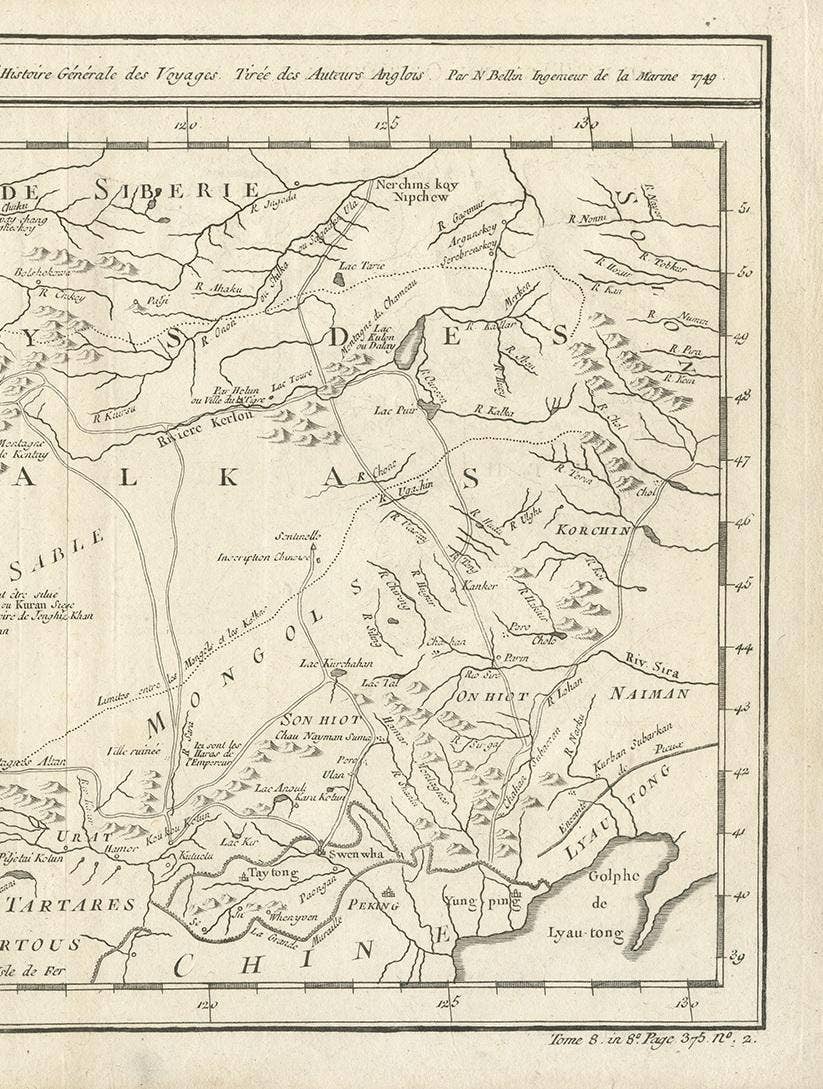 Antique Map of Tartary and Northeast Asia by Bellin, circa 1750