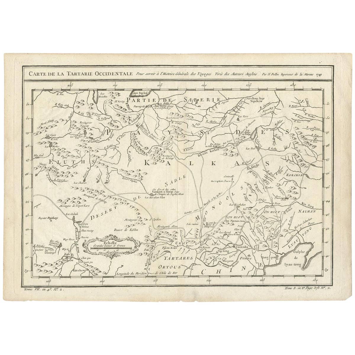 Antique Map of Tartary and Northeast Asia by Bellin, circa 1750