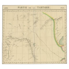 Mapa antiguo de Tartaria - Litografía coloreada a mano de Asia Central, 1827