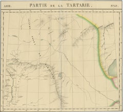 Carte ancienne de la Tartarie - Lithographie de l'Asie centrale coloriée à la main, 1827