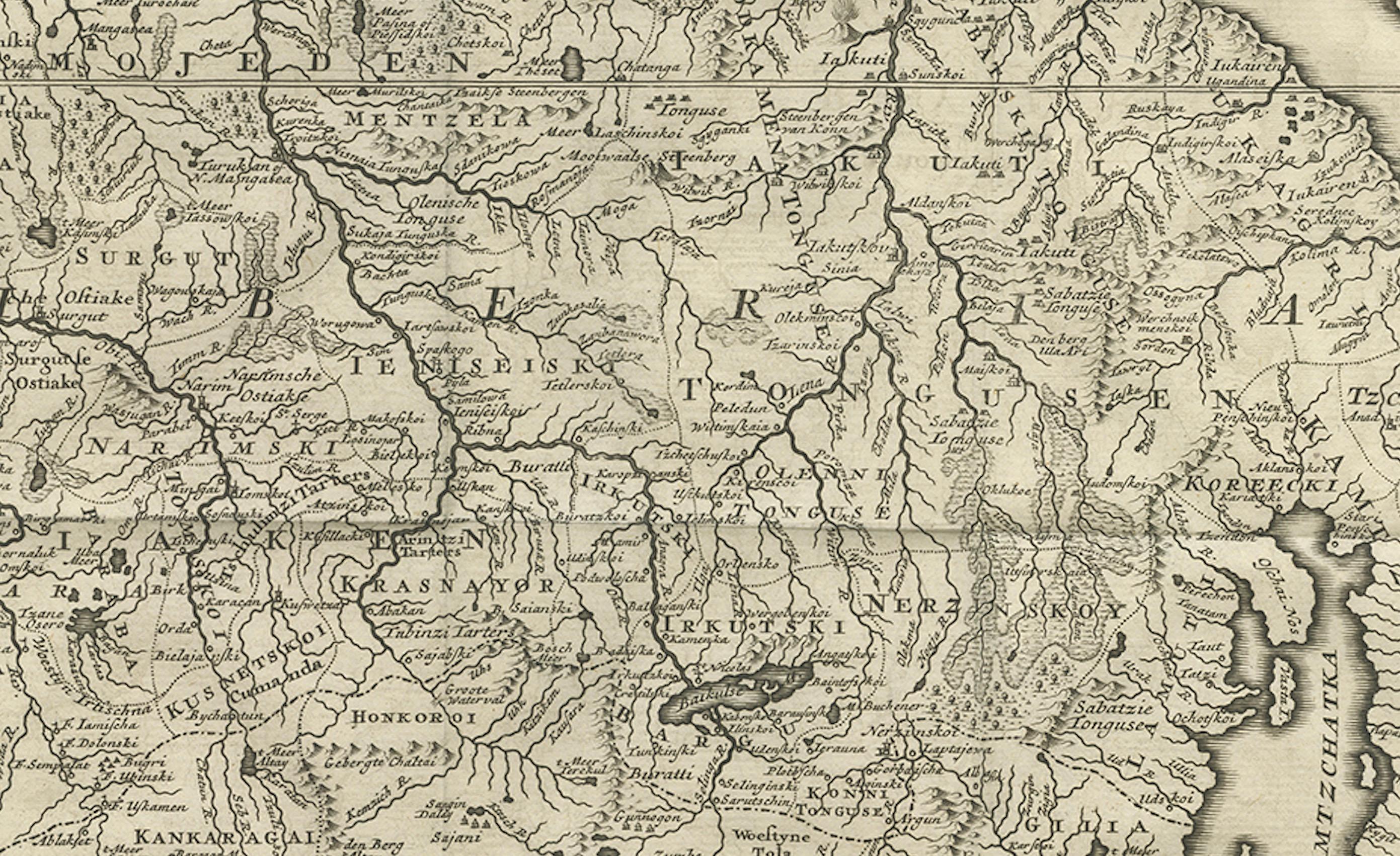 Antike Karte von Tartaren, Sibirien und China - Tirion, Amsterdam um 1730 (Niederländisch) im Angebot