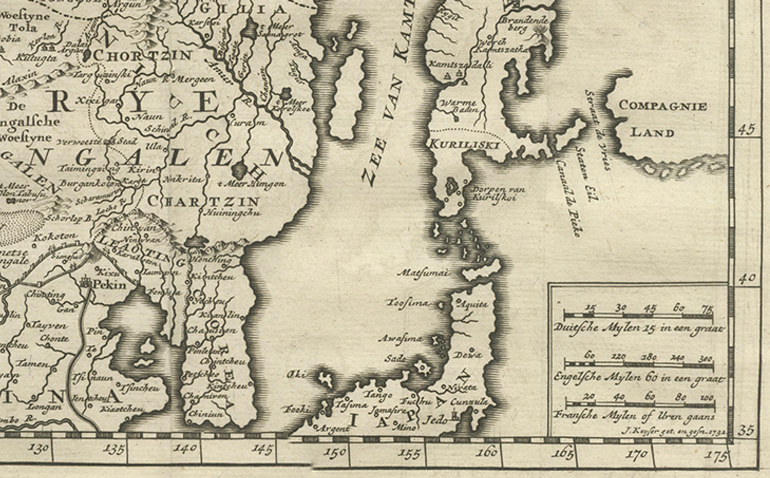 Antike Karte von Tartaren, Sibirien und China - Tirion, Amsterdam um 1730 (18. Jahrhundert) im Angebot