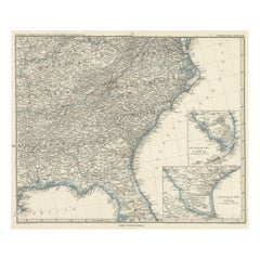 Carte ancienne du Tennessee, du Kentucky, de la Virginie, de l'Alabama, de la Gorgie et de ses environs