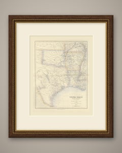 Antique Map of Texas and Louisiana with Indian Territory, circa 1860