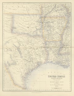 Antique Map of Texas and Louisiana with Indian Territory, circa 1860