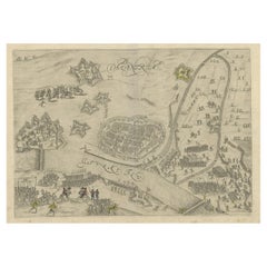 Antike Karte der Siege von 1591 und der Besetzung von Deventer City, Holland, um 1610