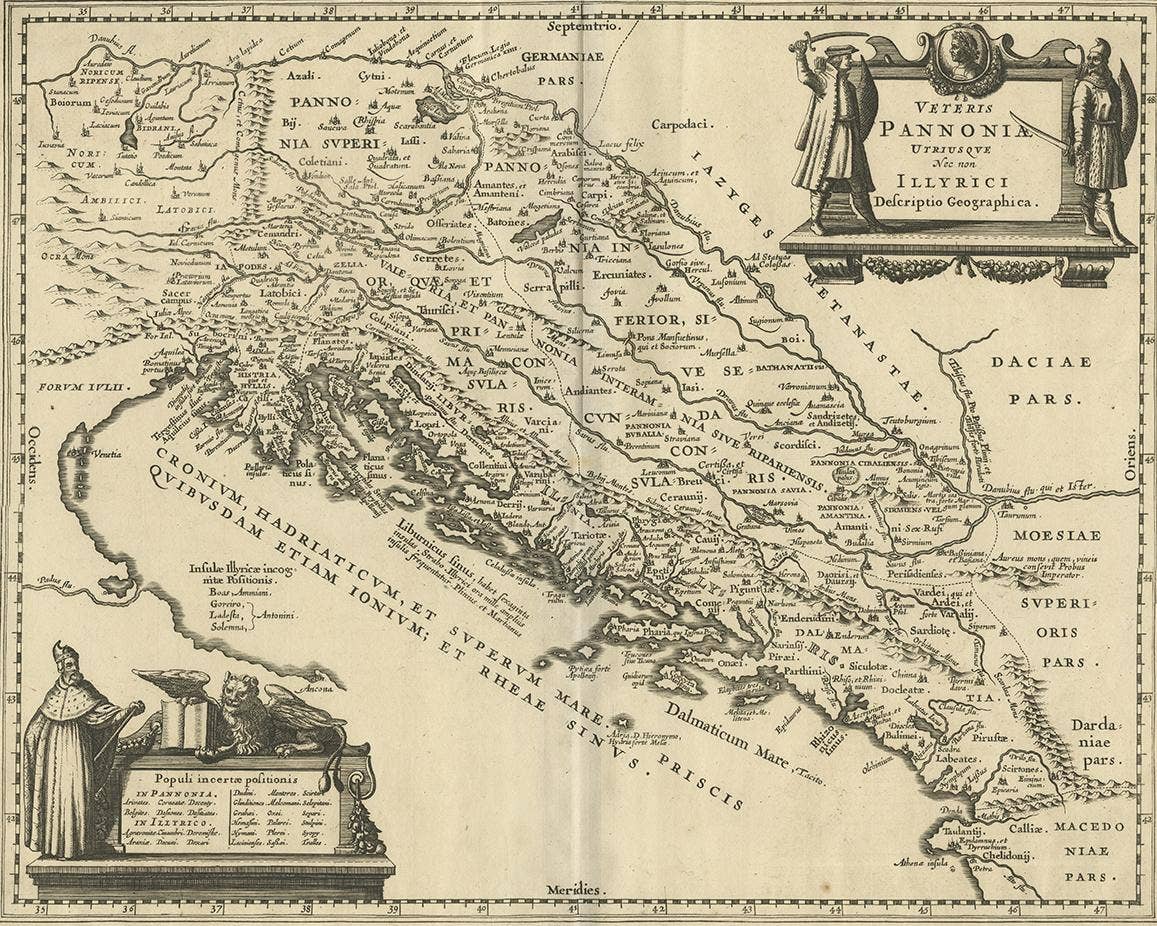 Antique Map of the Adriatic Sea and the Balkan by J. Janssonius, circa 1650