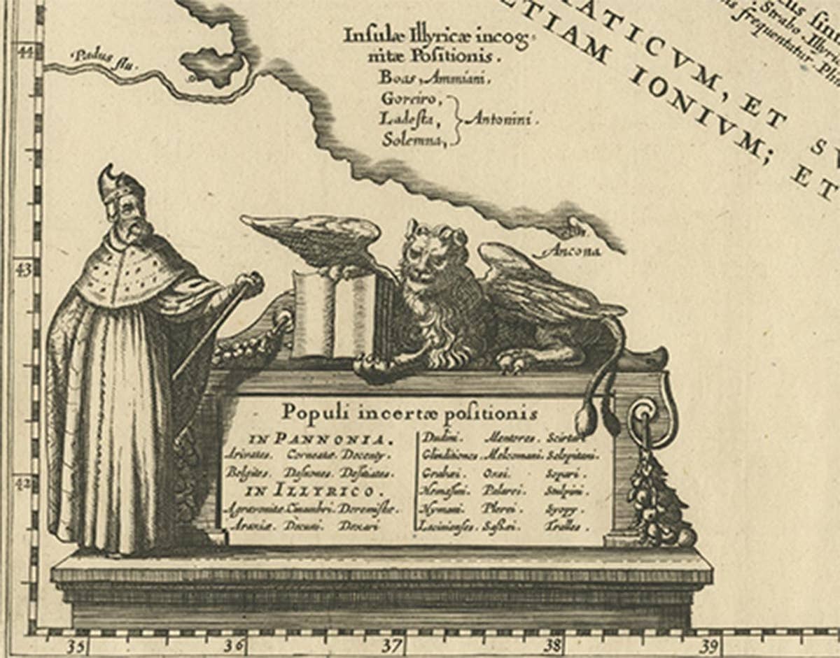 Antique Map of the Adriatic Sea and the Balkan by J. Janssonius, circa 1650