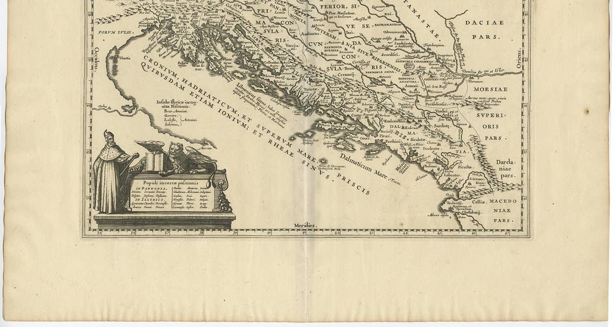 Antique Map of the Adriatic Sea and the Balkan by J. Janssonius, circa 1650