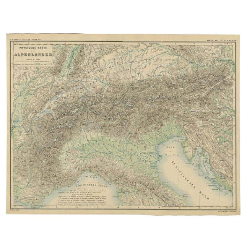 Antique Map of the Alpine Countries by Kiepert, c.1870 For Sale at ...