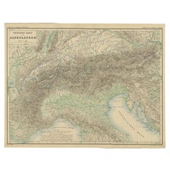 Antique Map of the Alpine Countries by Kiepert, c.1870