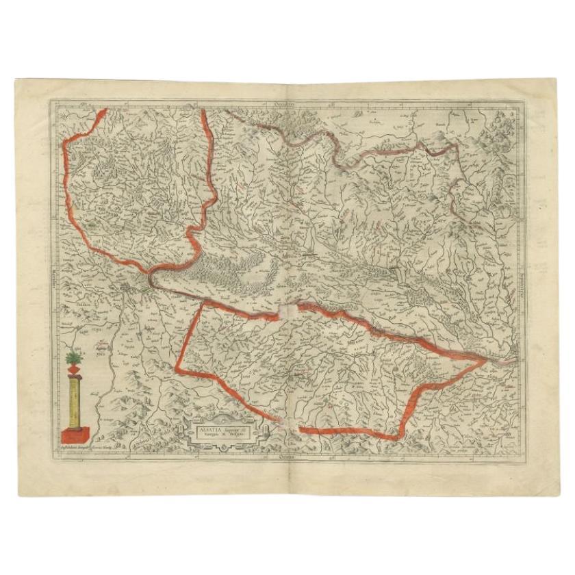 Antique Map of the Alsace Region of France by Hondius, c.1630 For Sale