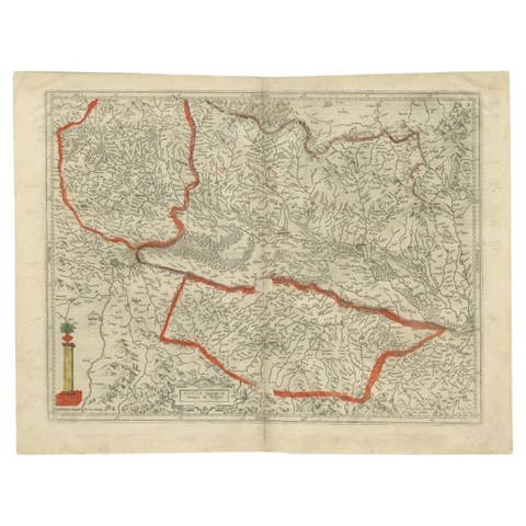 Antique Map of the Alsace Region of France by Hondius, c.1630