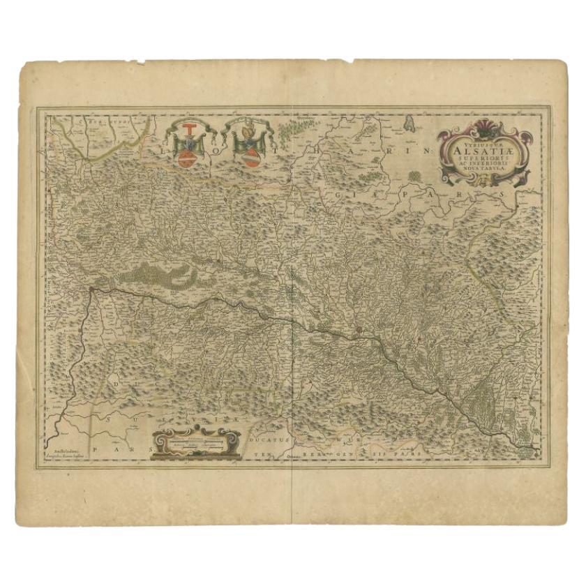 Antique Map of the Alsace Region of France by Janssonius, c.1650 For Sale