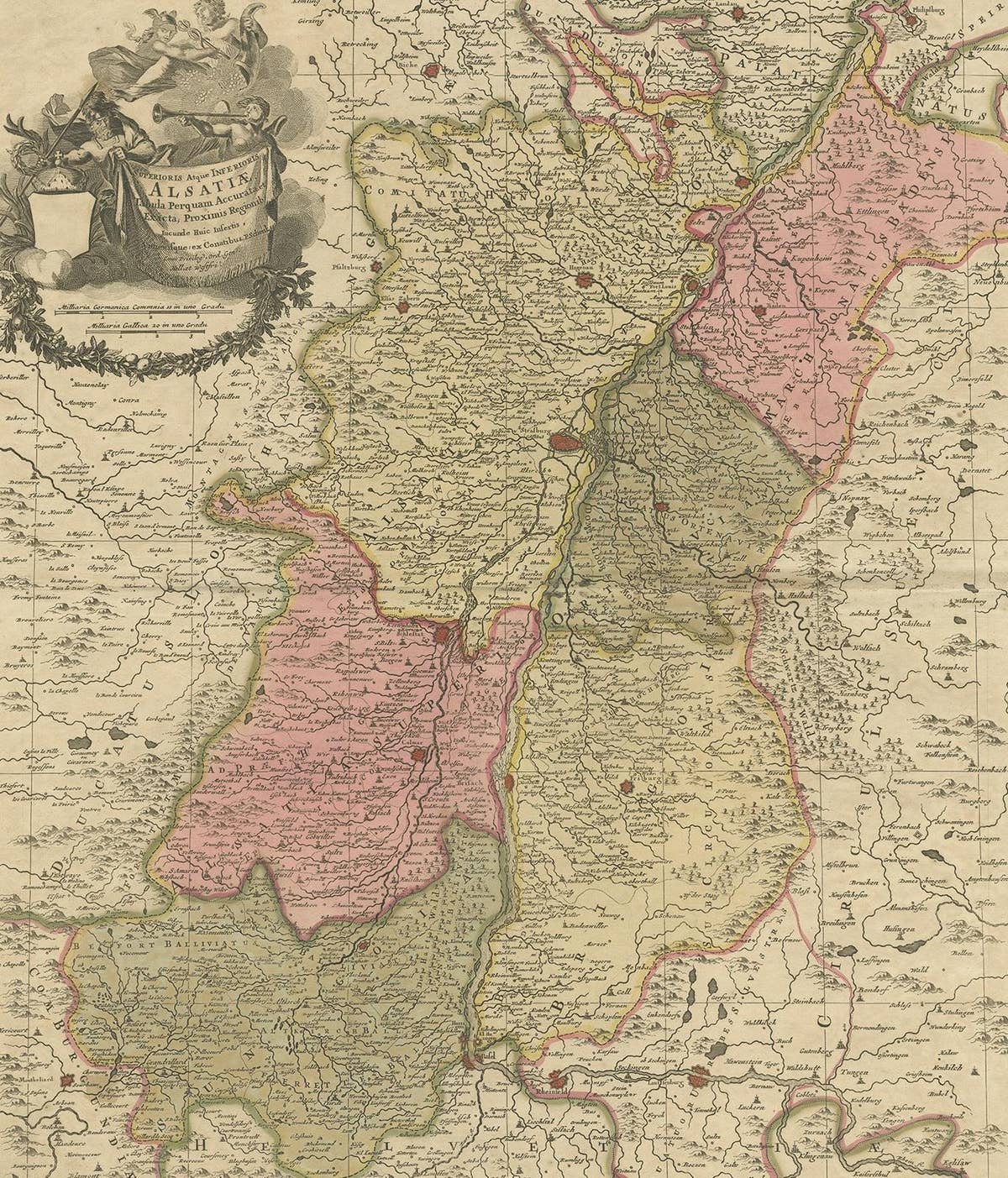 Antique Map of the Alsace Region of France by Schenk 'circa 1700'