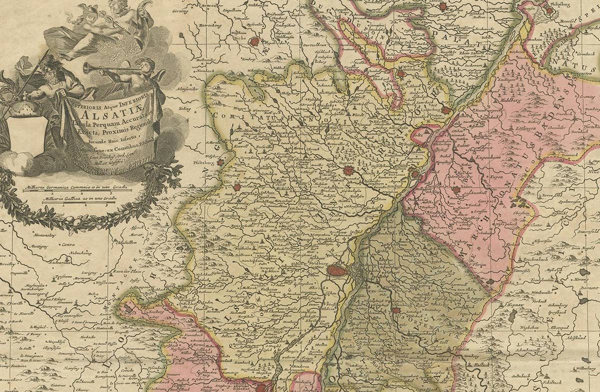 Antique Map of the Alsace Region of France by Schenk 'circa 1700'