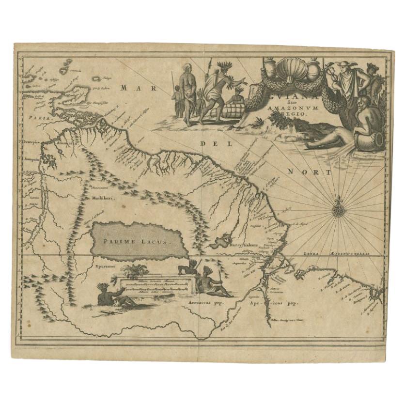 Antique Map of the Amazon River and surroundings by Ogilby, c.1672 For Sale