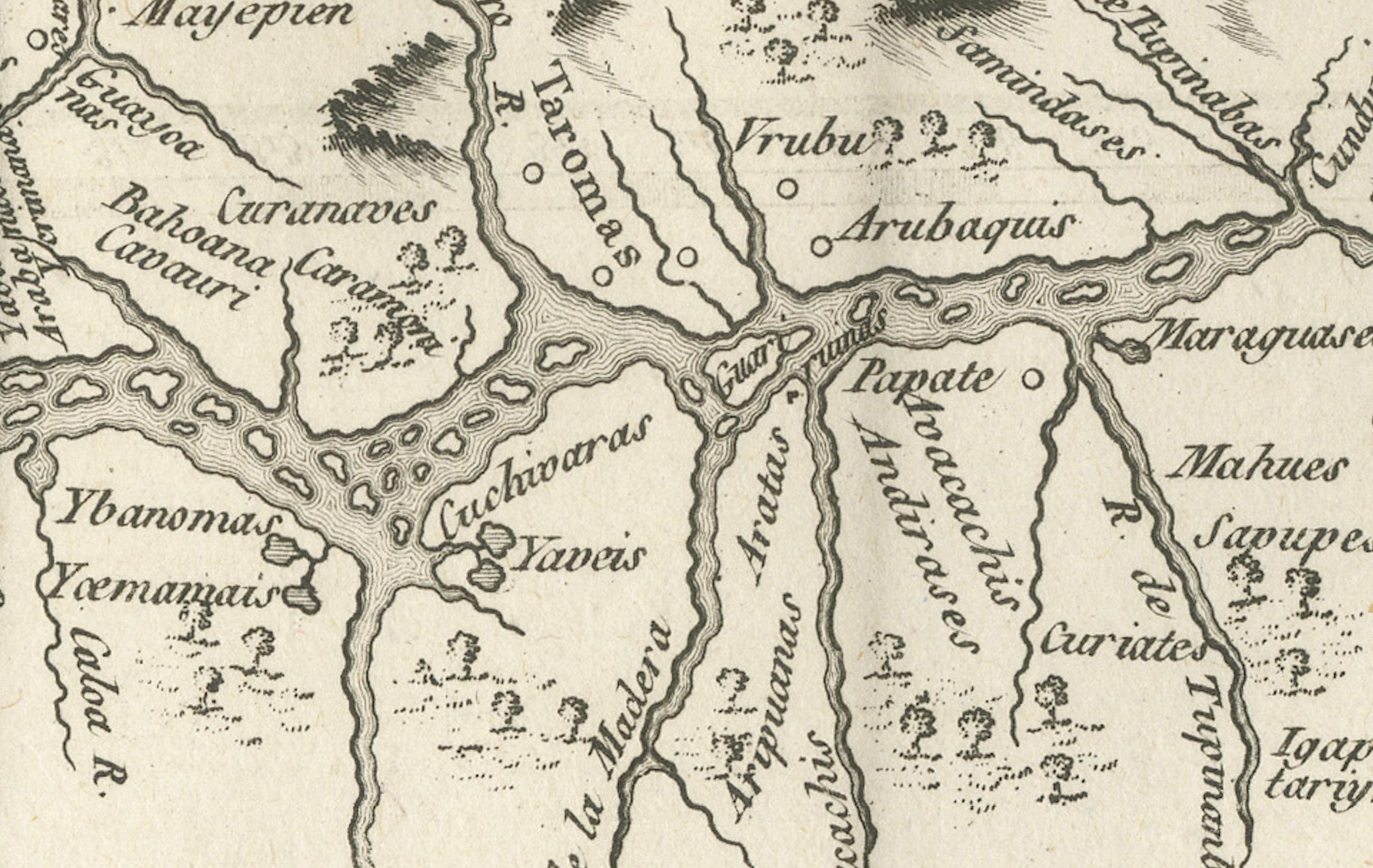 French Antique Map of the Amazon River – Maragnon or River of the Amazons, c.1760 For Sale