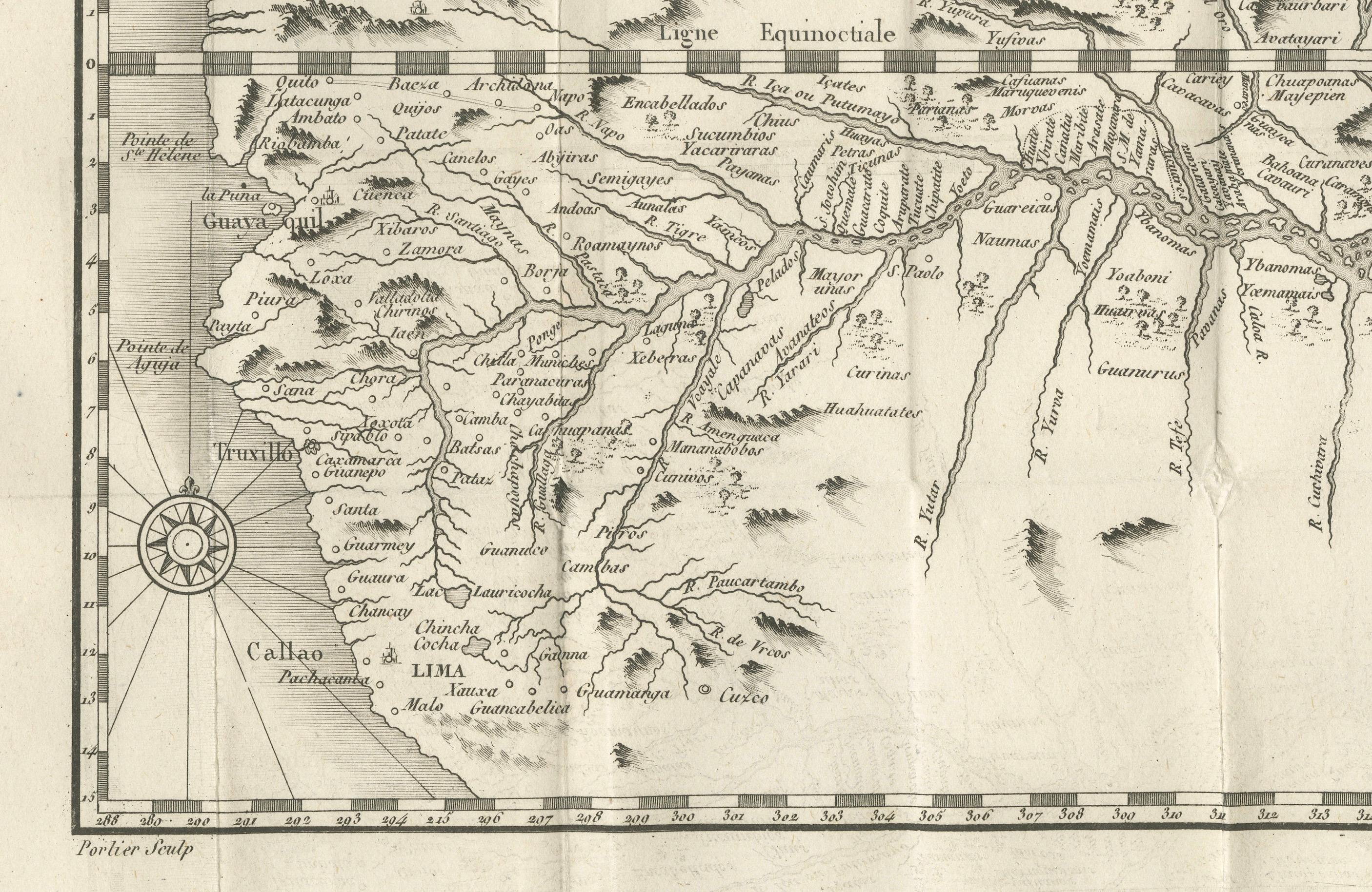 18th Century Antique Map of the Amazon River – Maragnon or River of the Amazons, c.1760 For Sale