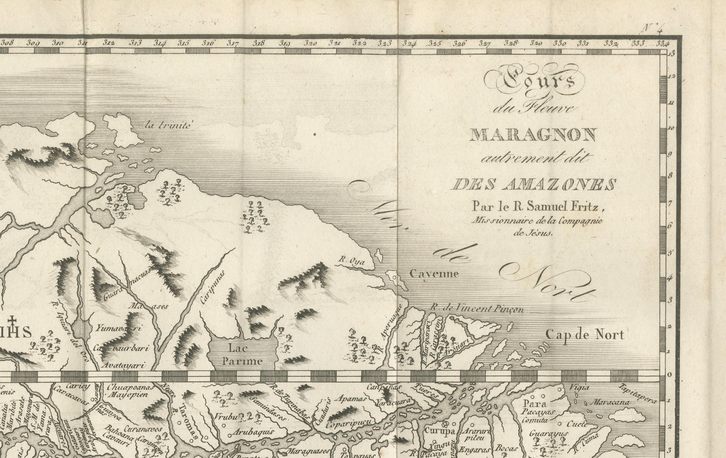 Paper Antique Map of the Amazon River – Maragnon or River of the Amazons, c.1760 For Sale
