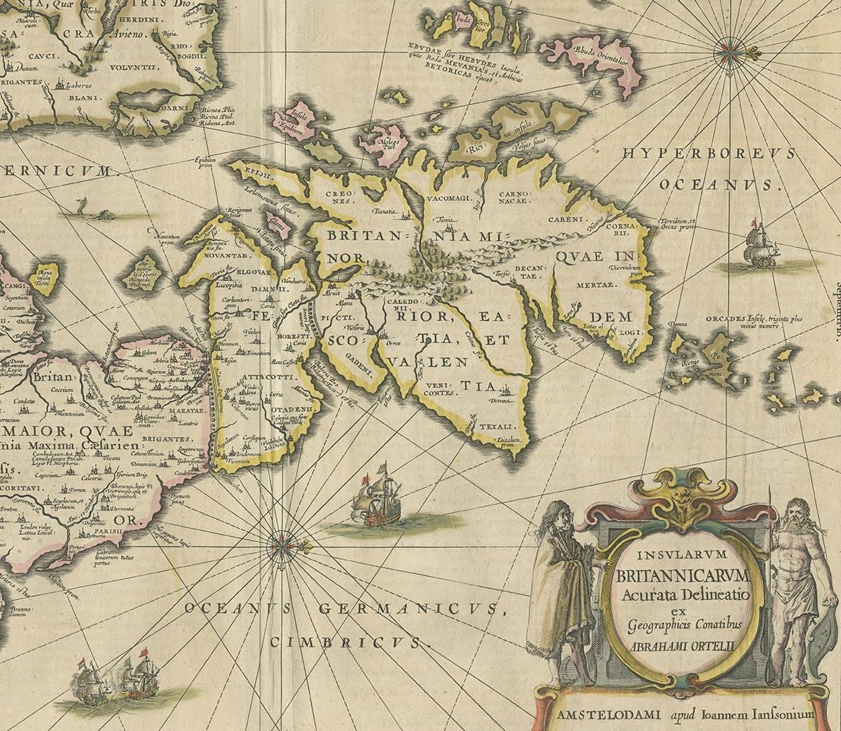 17ème siècle Carte ancienne des îles britanniques antiques par Janssonius, datant d'environ 1640 en vente