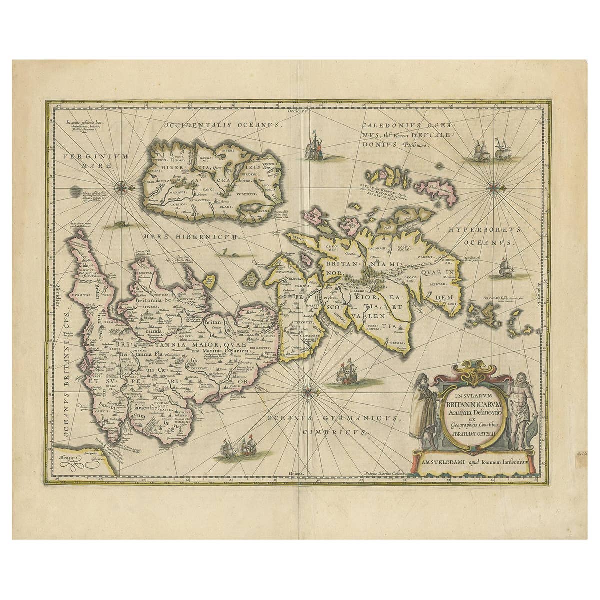 Antique Map of the Ancient British Isles by Janssonius, circa 1640