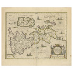 Antike antike Karte der antiken britischen Inseln von Janssonius, um 1640