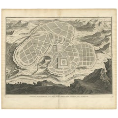 Mappa antica dell'antica città di Gerusalemme di A. Calmet, 1725