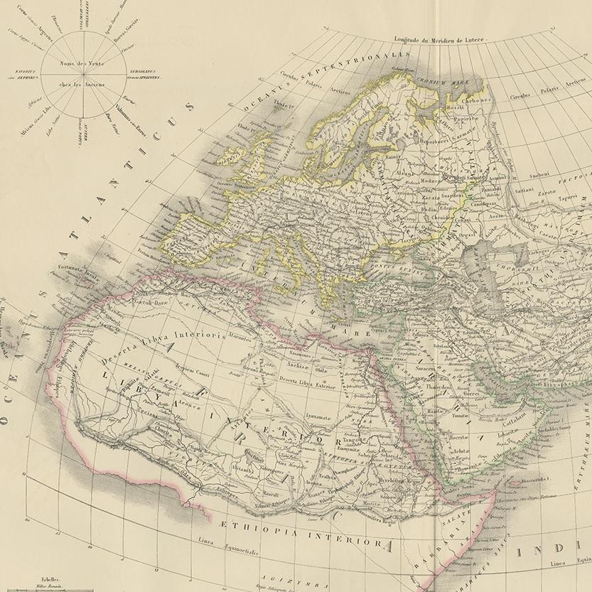 Antike Karte der antiken Welt der Antike von Lapie, 1842 im Zustand „Gut“ in Langweer, NL