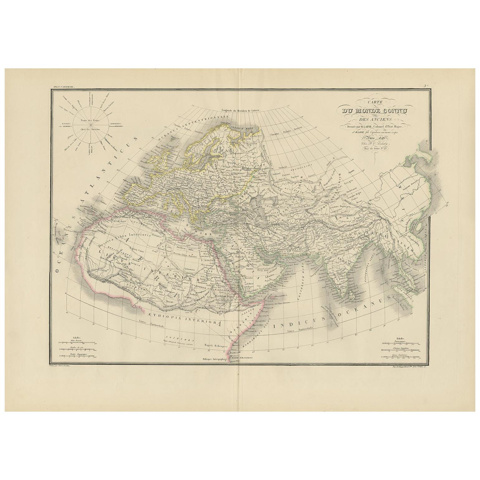 Antike Karte der antiken Welt der Antike von Lapie, 1842