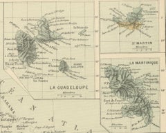 Antique Map of the Antilles and Central America – 1872