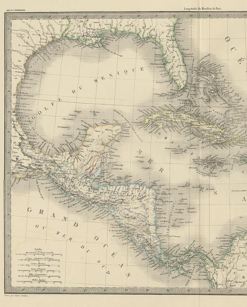Antique Map of the Antilles by Lapie, '1842' In Good Condition For Sale In Langweer, NL