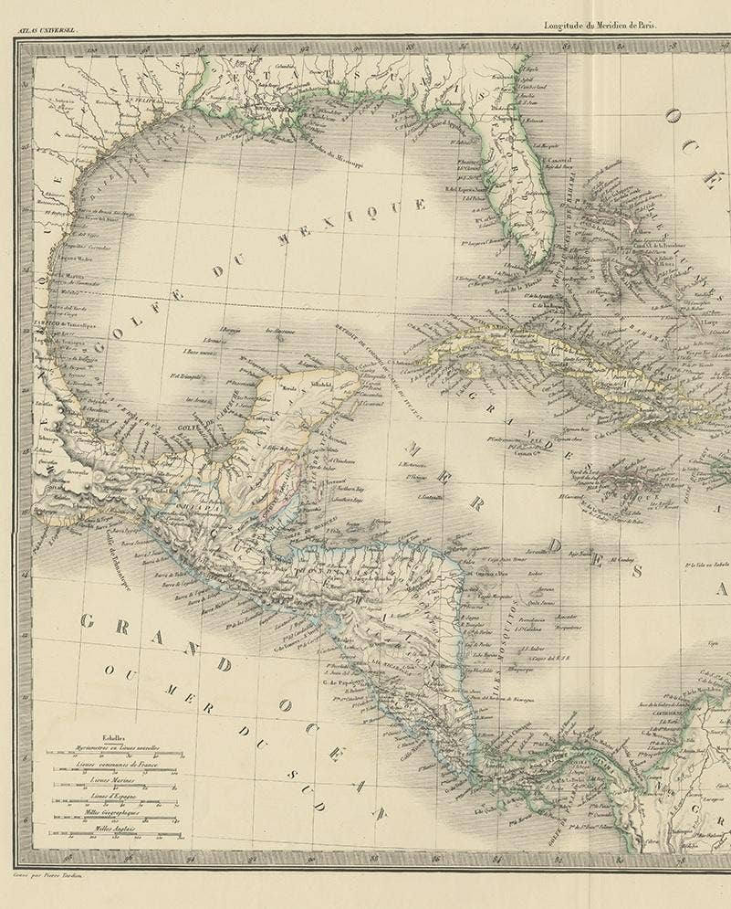 Antique Map of the Antilles by Pierre M. Lapie, Mid-19th Century