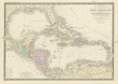 Antique Map of the Antilles in the Caribbean, '1875'