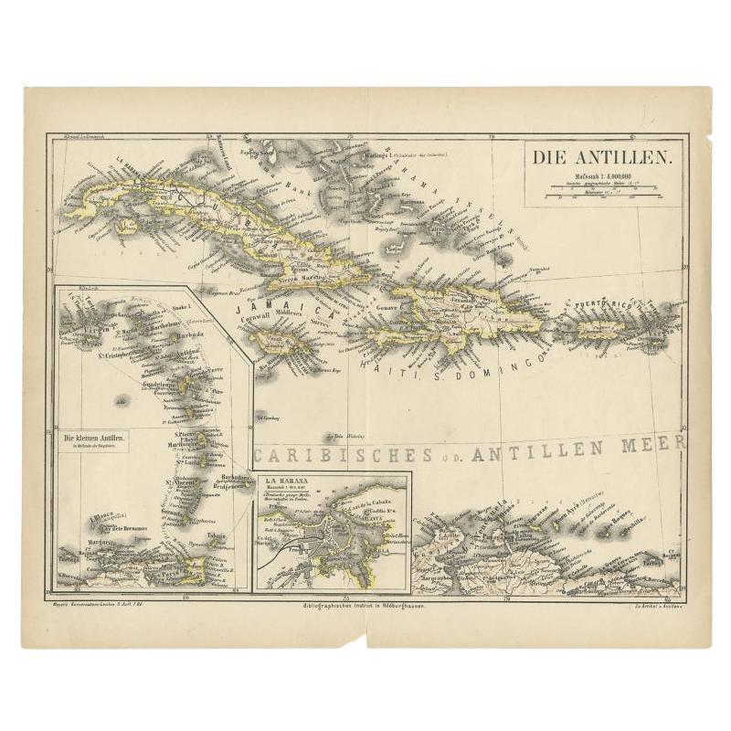 Antique Map of the Antilles by Meyer, 1878