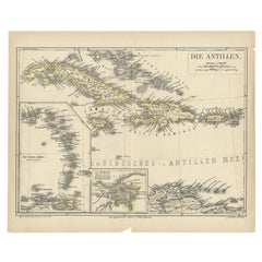 Used Map of the Antilles by Meyer, 1878